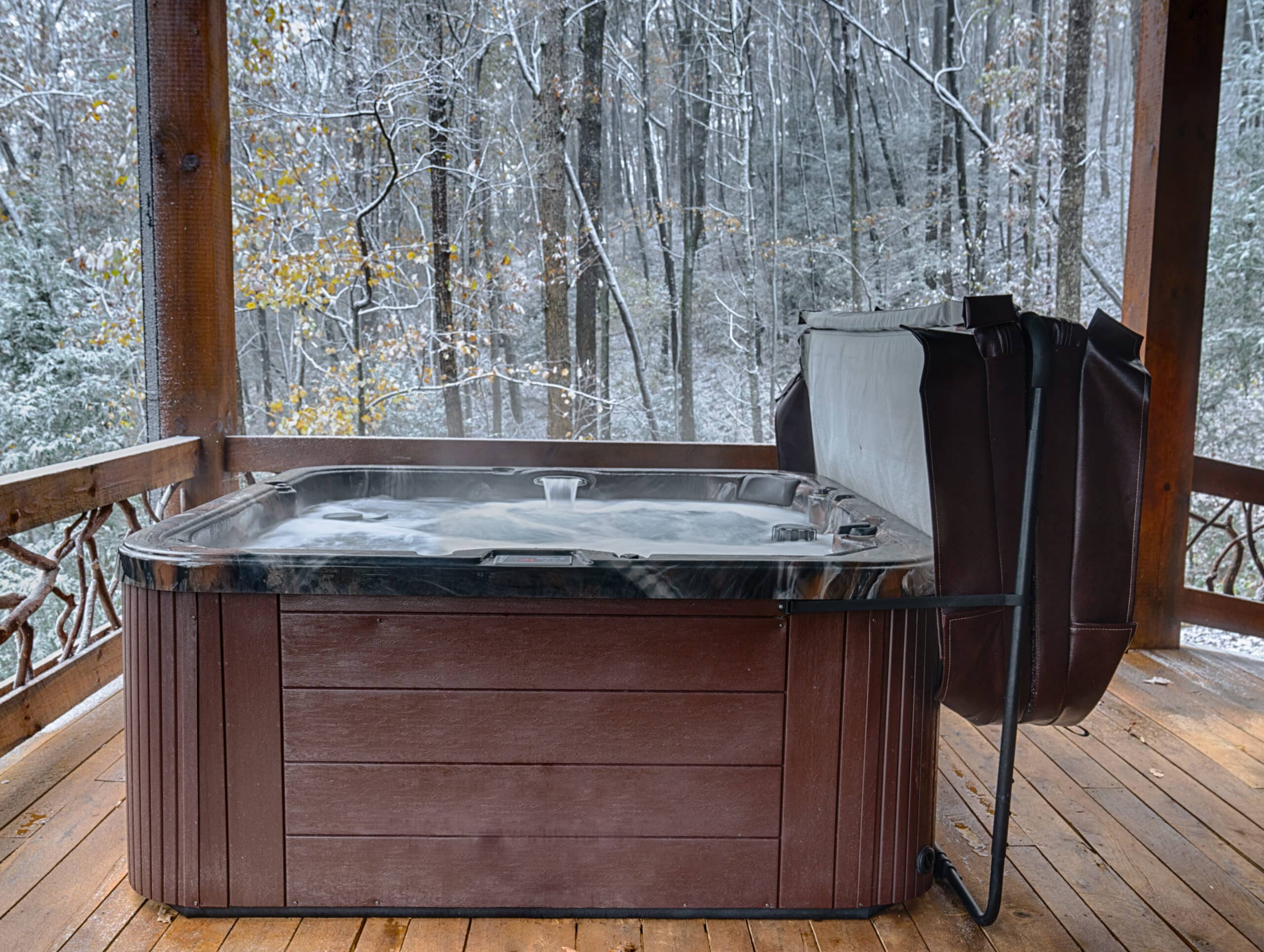 Winter hot tub