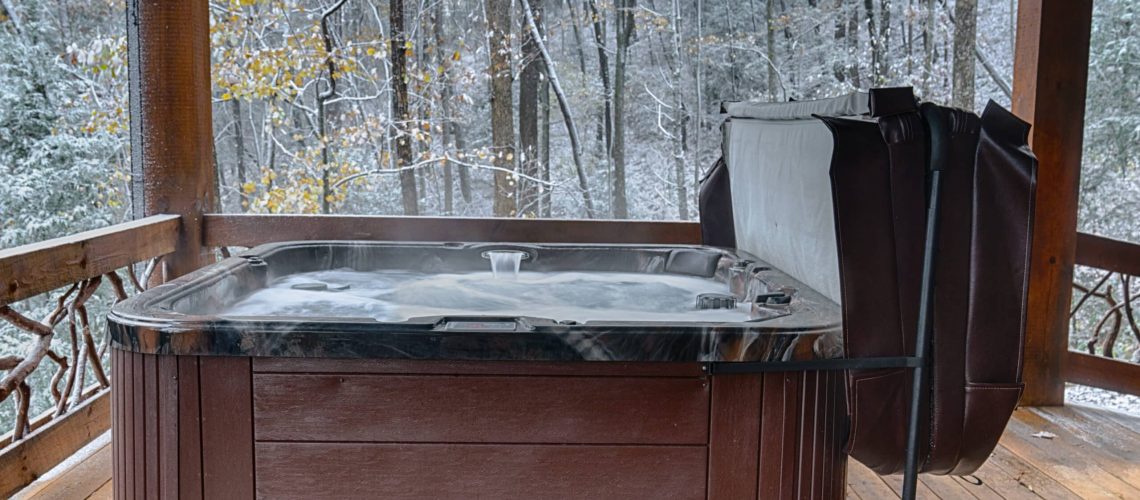 Winter hot tub