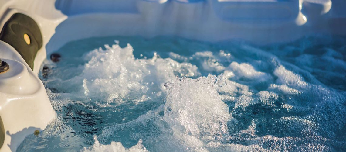 Hot tub hydromassage pool. Illuminated pool. Rest outside the city. Cottage with hydromassage pool