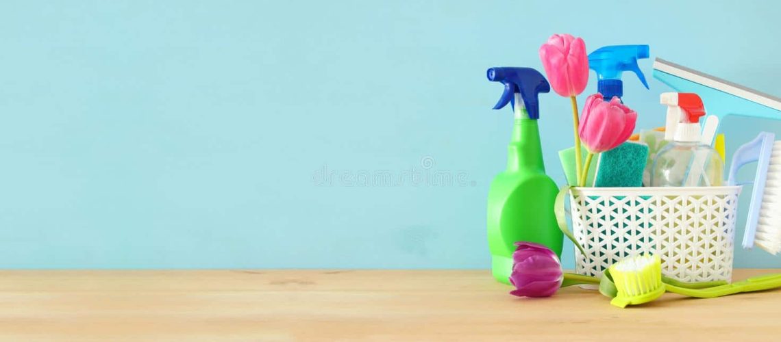 spring-cleaning-concept-supplies-wooden-table-spring-cleaning-concept-supplies-wooden-table-112042671